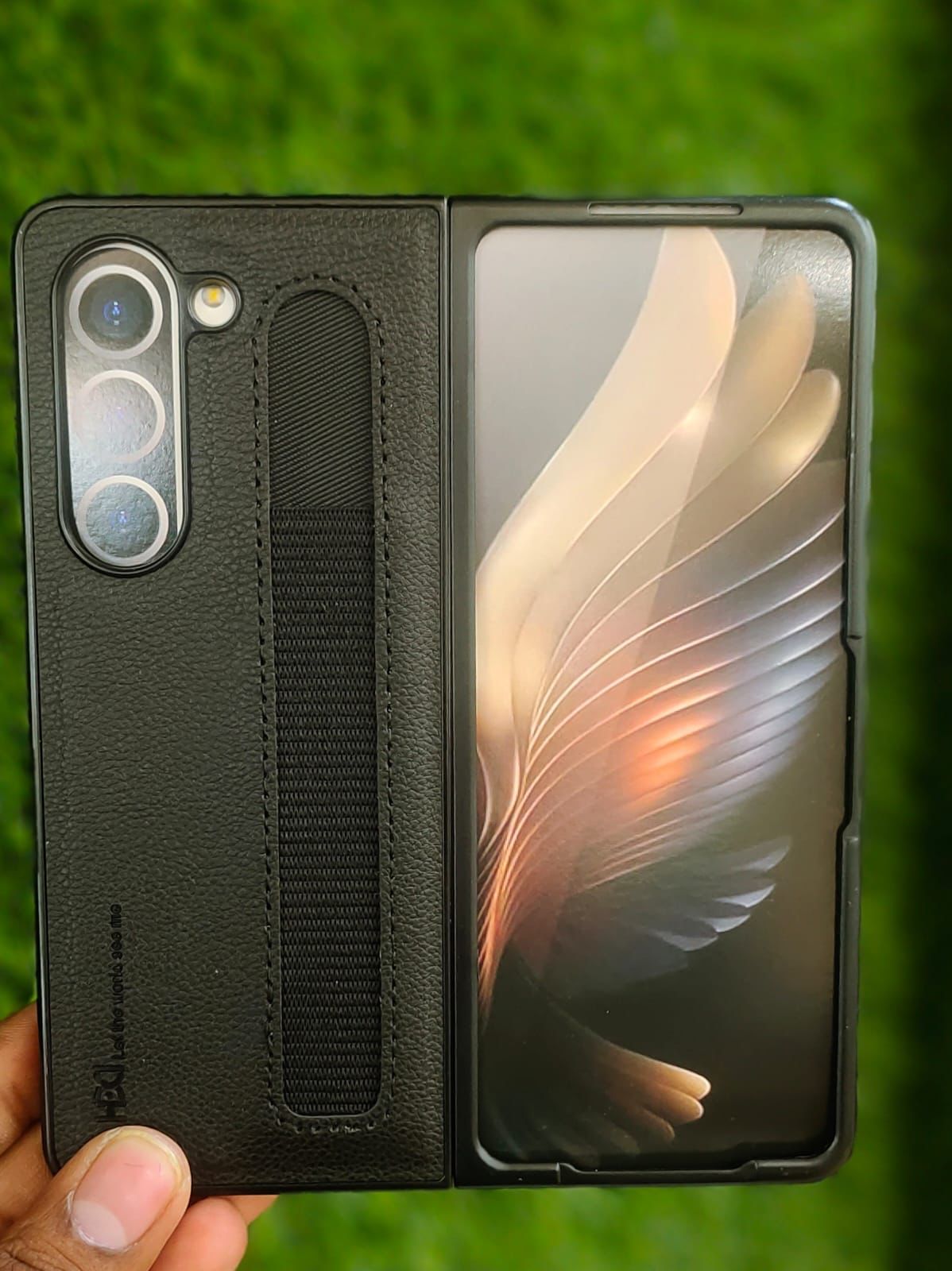 Samsung Galaxy Z Fold 5 HBD Leather Case With Pen slot-Black