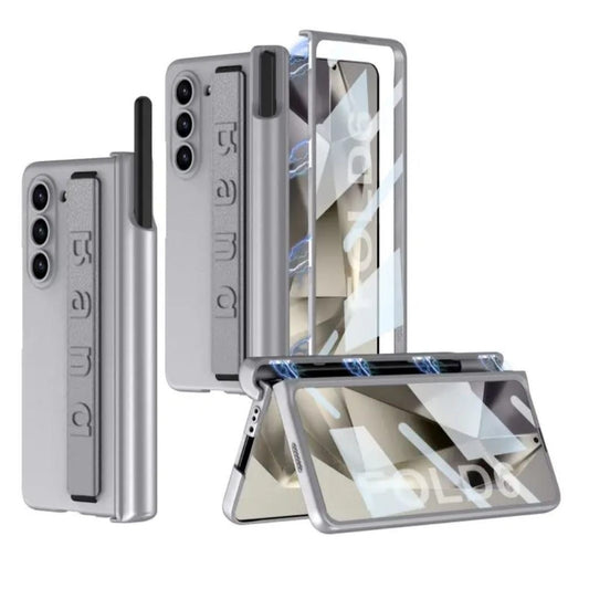 Samsung Galaxy Z Fold 6 PC Hard with S-Pen Slot Wristband & Hinge Protection Case - Grey