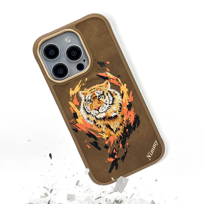 iPhone 16 Pro Original Nimmy Dazzling Series Bengal Tiger 360° Protection Creative Magsafe Case - Brown