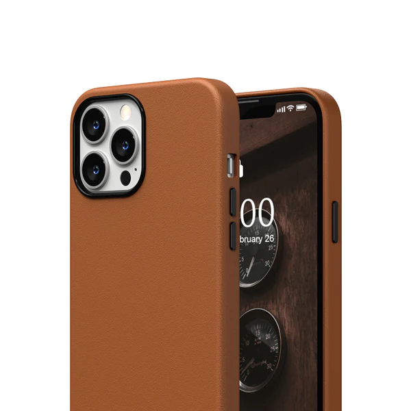 K-doo iPhone 15 Pro Leather Case Back Cover- Brown