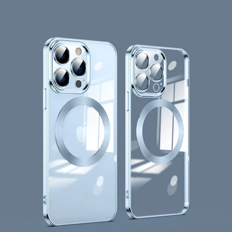 iPhone 14 Transparent Electroplating MagSafe Case with Camera Protection