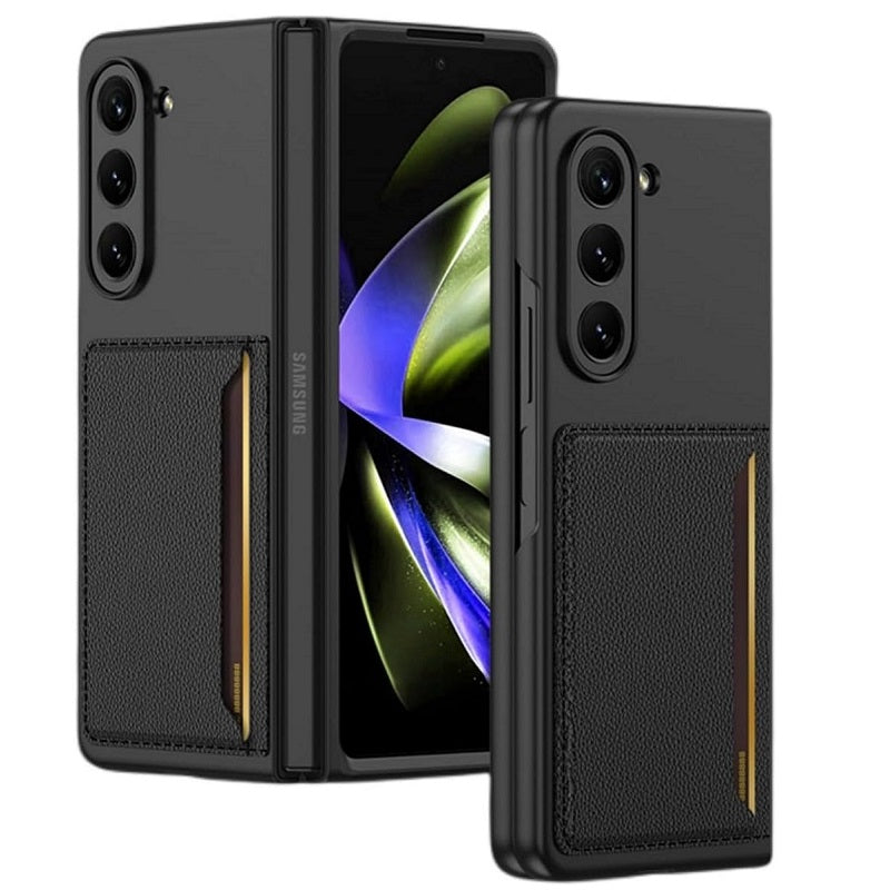 Samsung Galaxy Z Fold 5 PU Leather Card Holder Case-Black