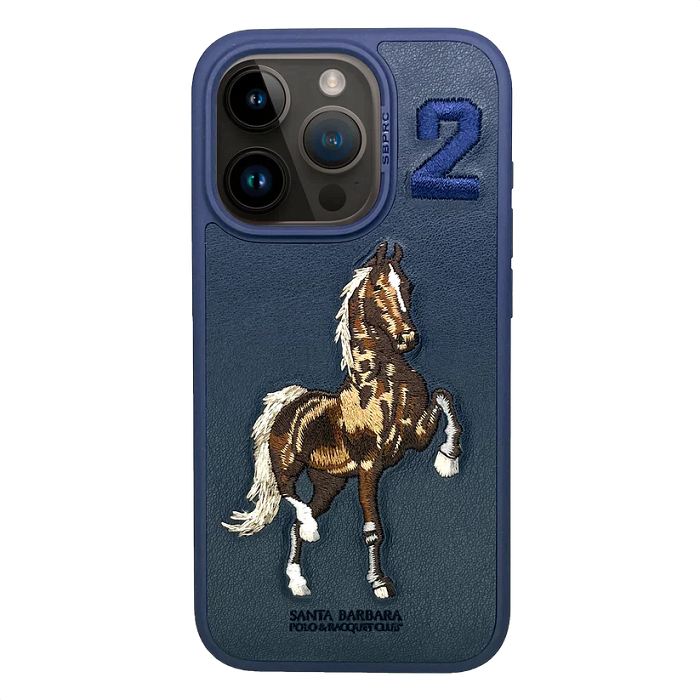 iPhone 15 Boris Series Santa Barbara Polo Racquet Club leather Case- Blue