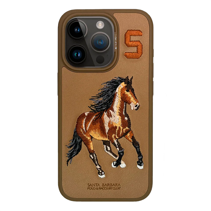 iPhone 15 Boris Series Santa Barbara Polo Racquet Club leather Case- Brown