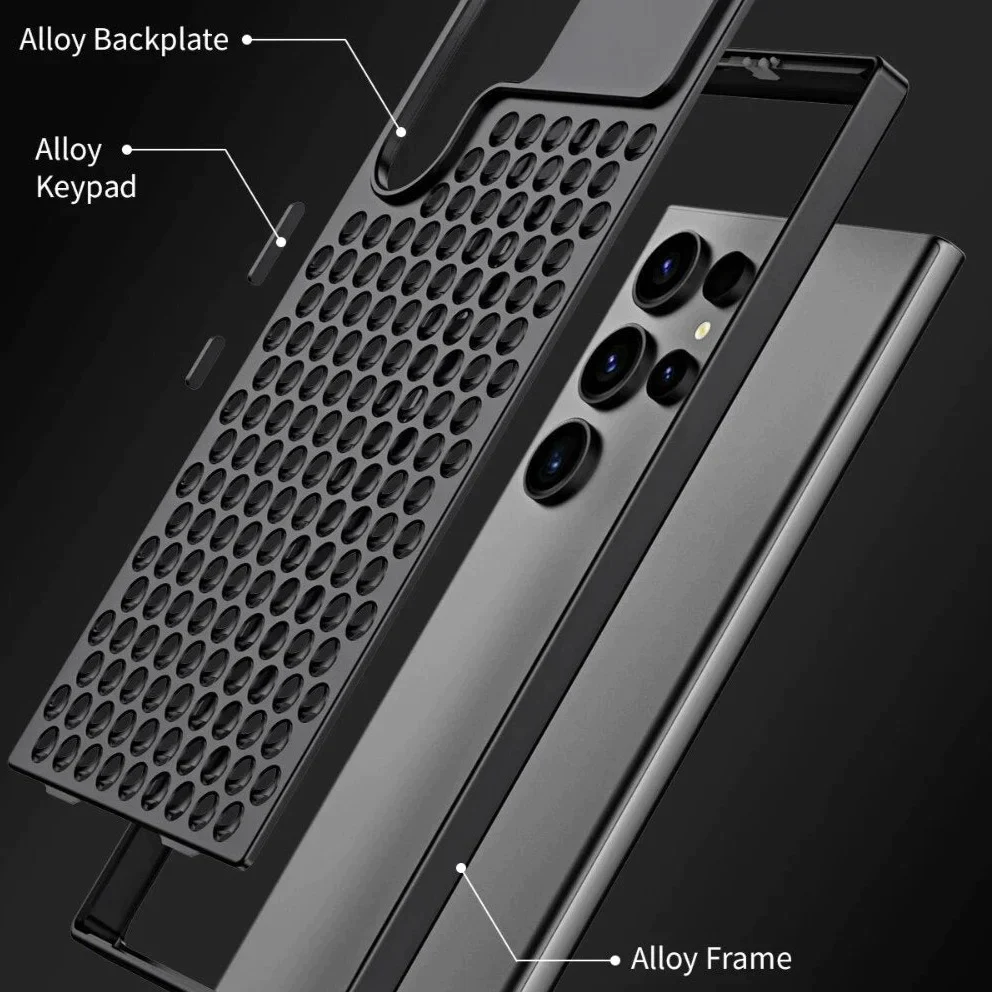 Samsung Galaxy S24 Ultra Aluminum Alloy Anti-Fall Heat Dissipation Bezel Aromatherapy Case with Safety Lock