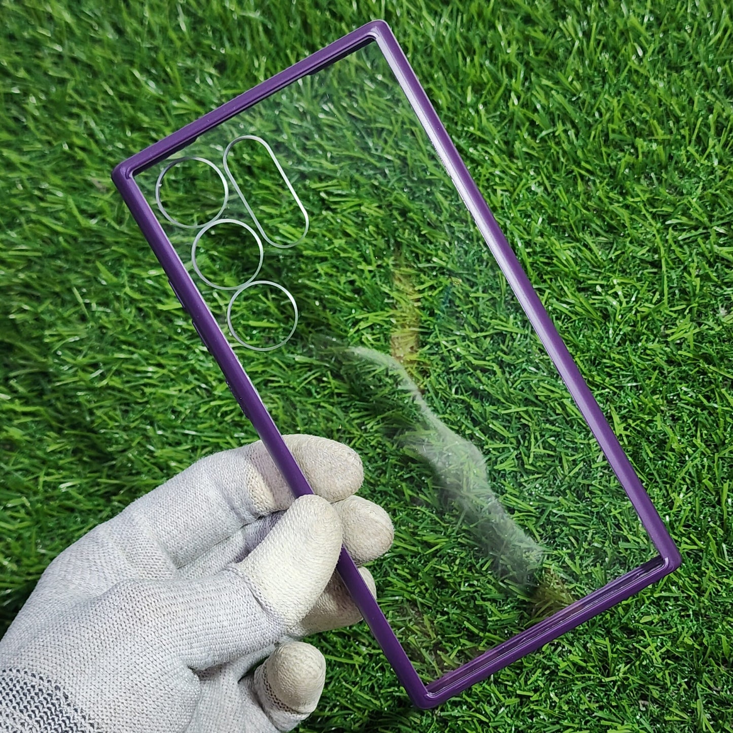 Samsung Galaxy S24 Ultra Hybrid Crystal Clear Case with Camera Protection (TPU+Poly Carbonate|Crystal Clear) - Purple