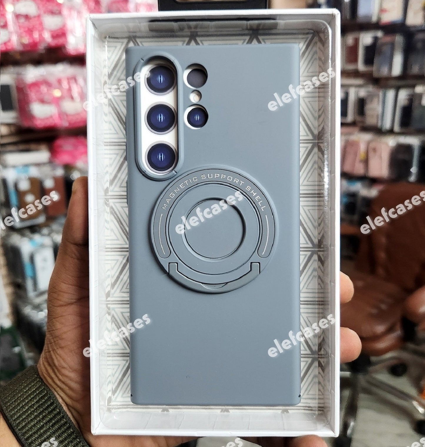 Samsung Galaxy S23 Ultra Hard Case Magnetic Metal Stand with Magsagfe - Grey