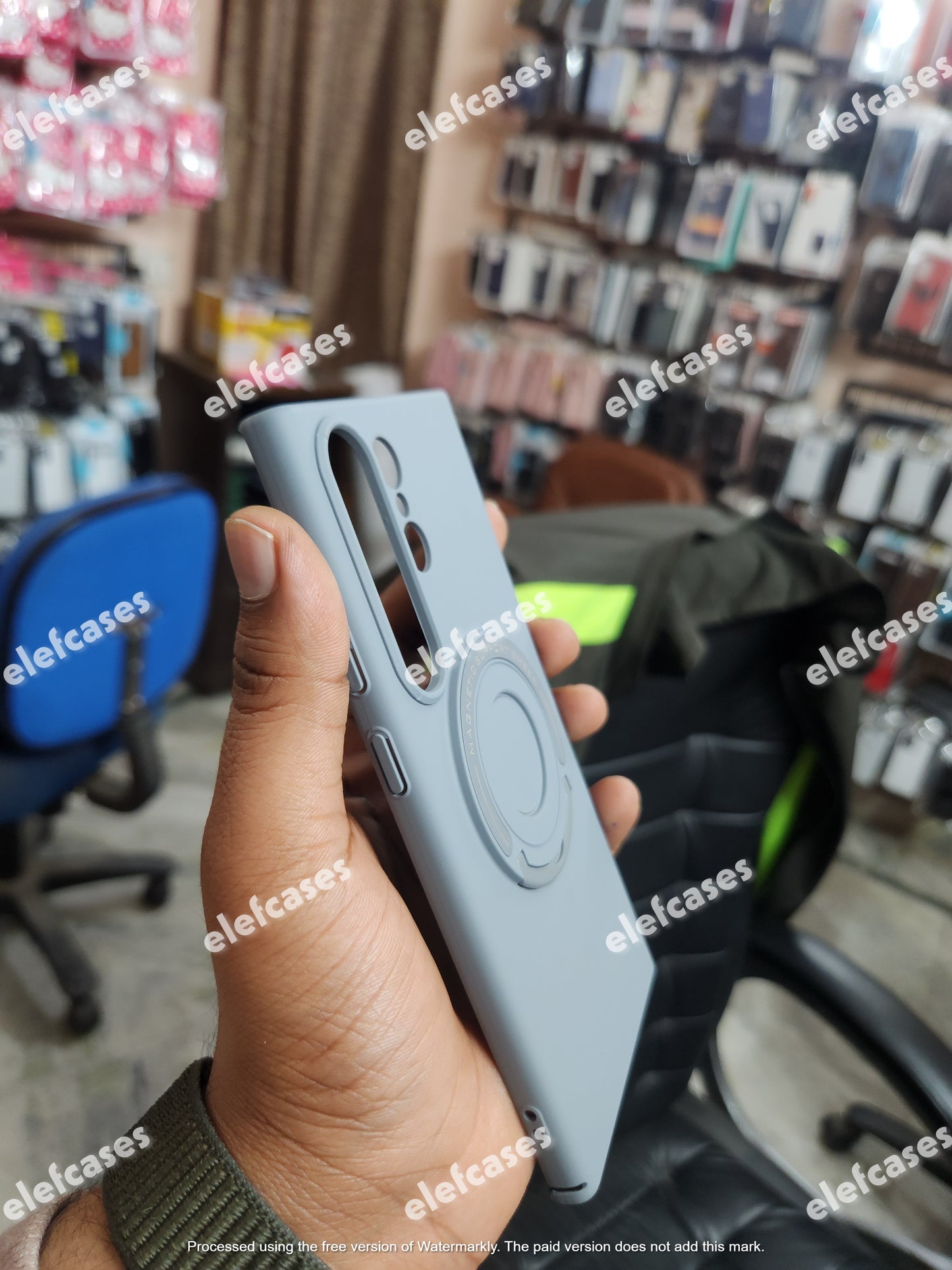 Samsung Galaxy S23 Ultra Hard Case Magnetic Metal Stand with Magsagfe - Grey