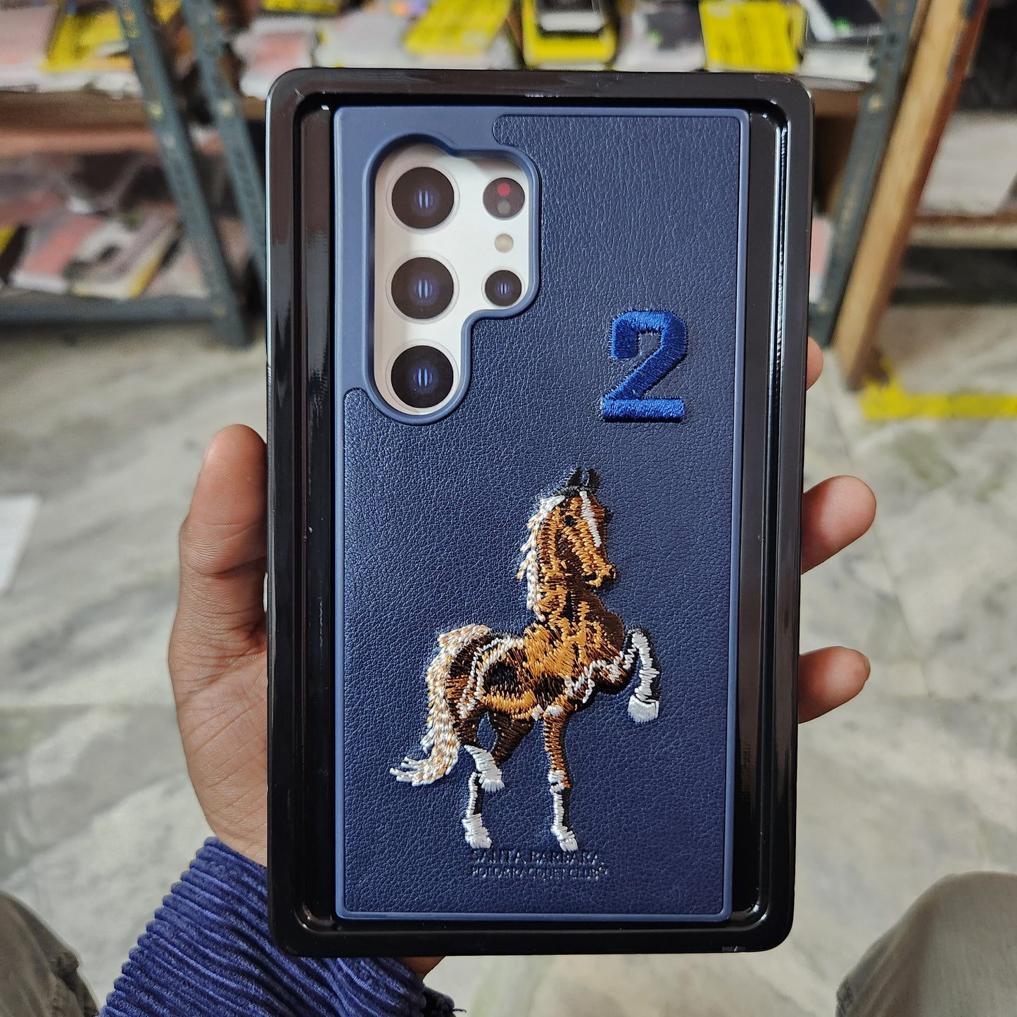 Samsung Galaxy S24 Ultra Boris Series 3D Horse Embroidery PU Leather Case