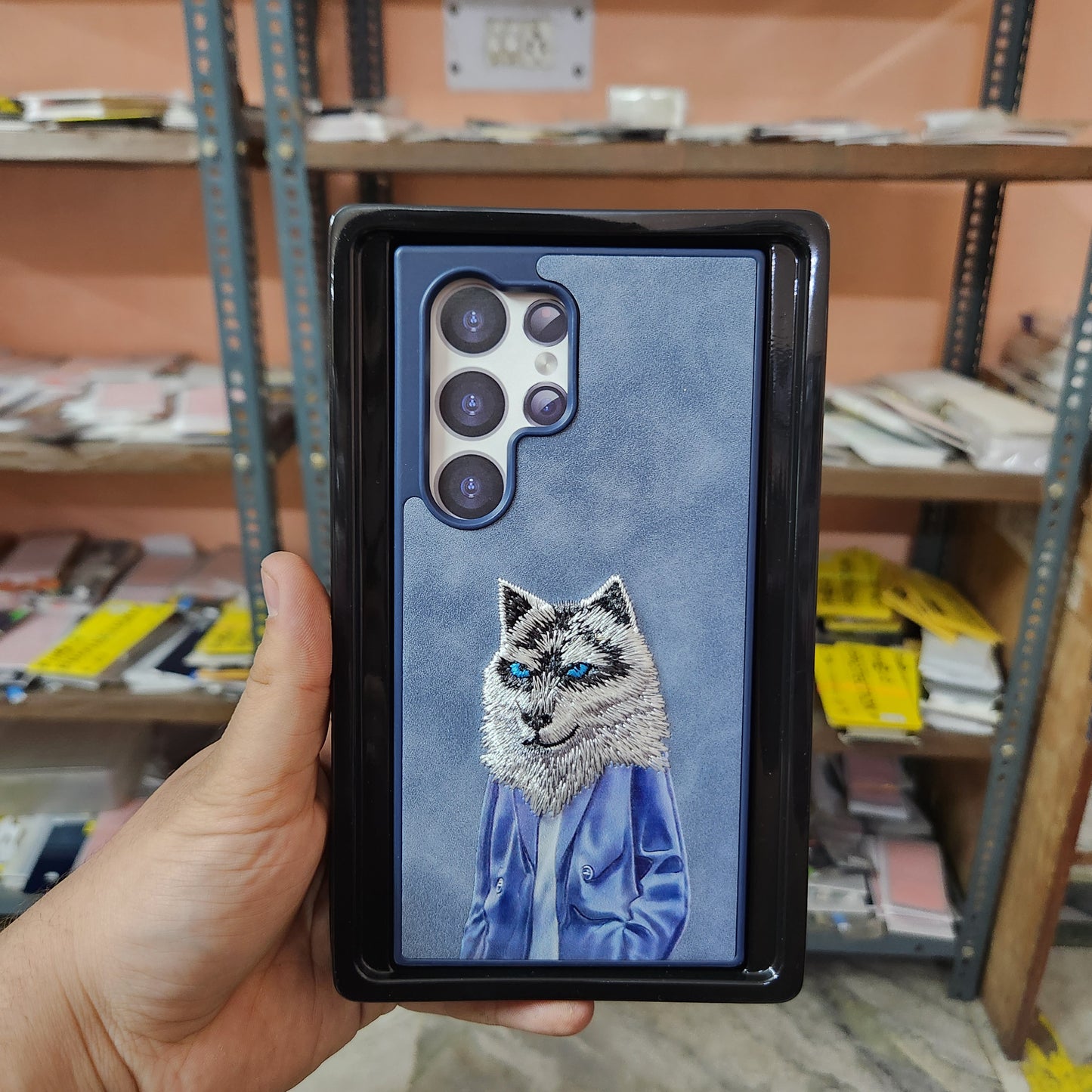 Samsung Galaxy S24 Ultra 3D Wolf Embroidery Nimmy Leather Case