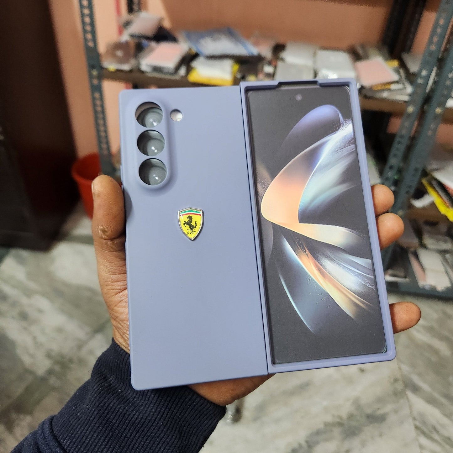 Samsung Galaxy Z Fold6 Liquid Silicon FR Logo Case Sport Car Design - Wisteria