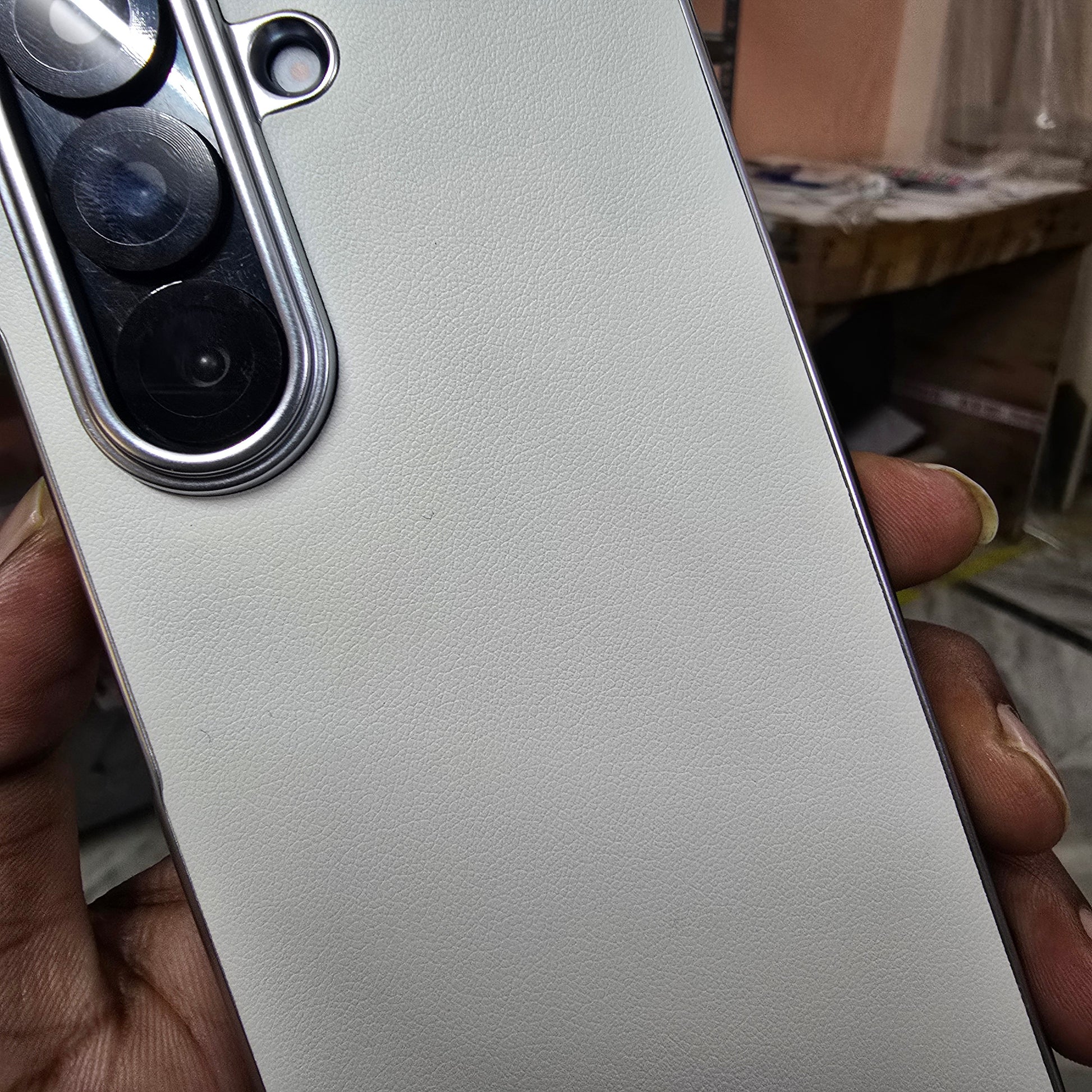 Samsung Galaxy Z Fold7 Premium Electroplating Leather Case Soft Inside - White