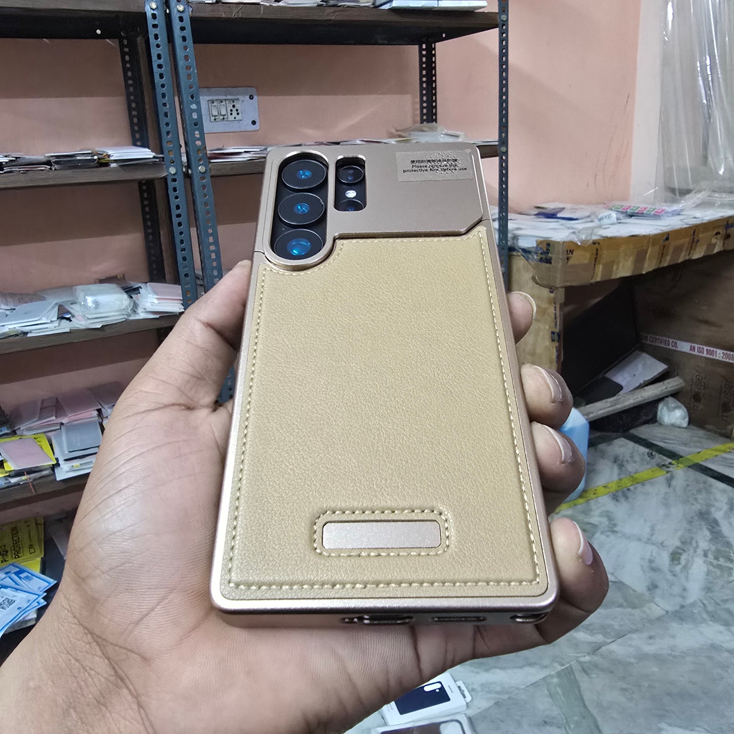 Samsung Galaxy S25 Ultra Metal Case, Aero Flex Aluminum Metal + Leather Frameless Cover Magsafe - Desert Brown