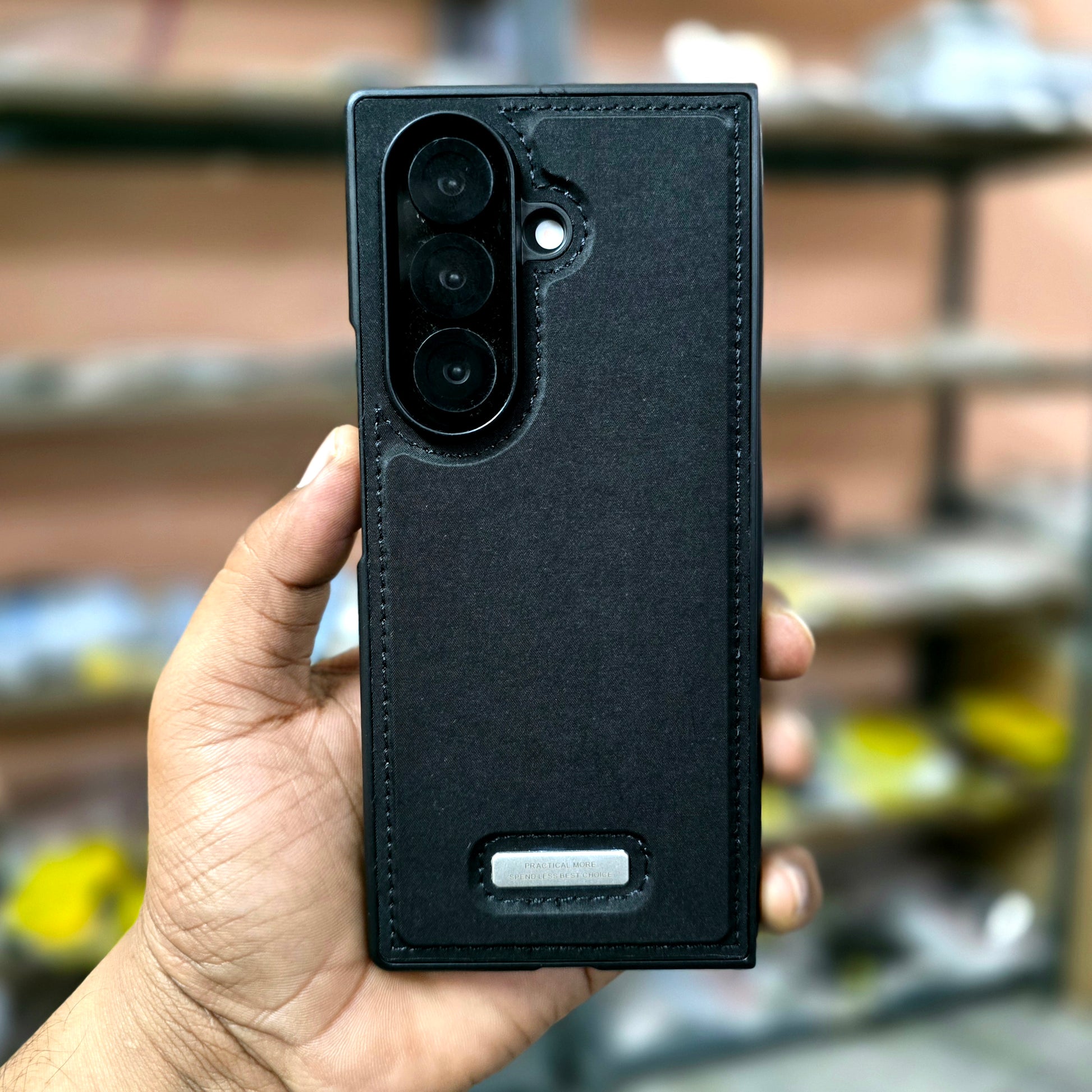 Samsung Galaxy Z Fold7 Classic Suede Leather Inner Fabric Cover with Magsafe - Black