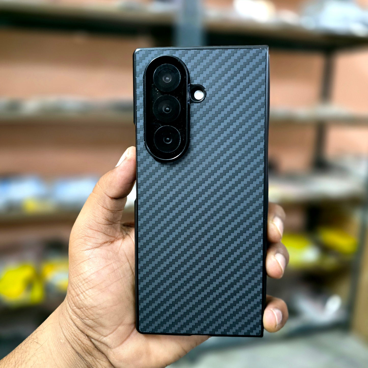 Samsung Galaxy Z Fold7 Carbon Texture Hard Back Cover - Black
