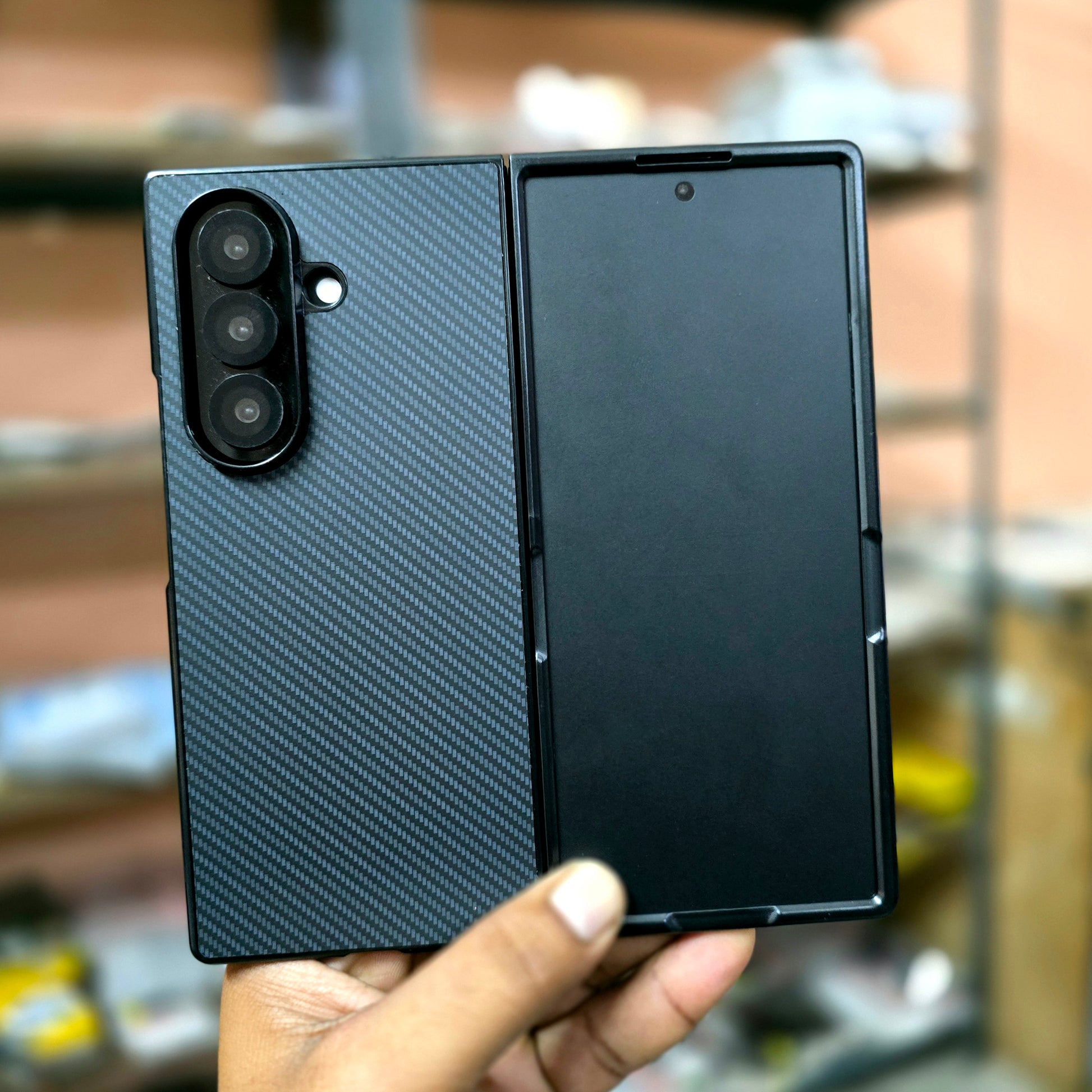 Samsung Galaxy Z Fold7 Carbon Texture Hard Back Cover - Black