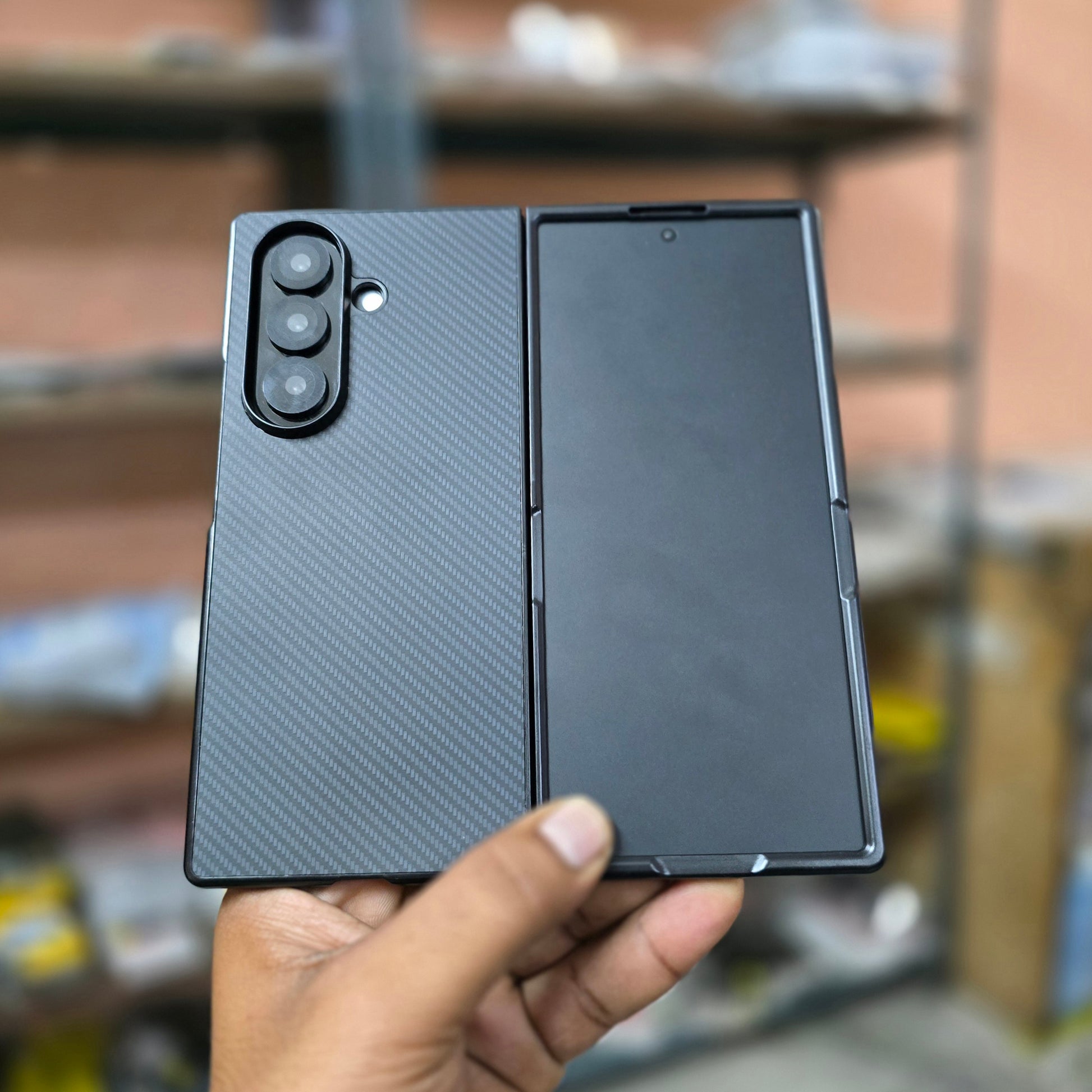 Samsung Galaxy Z Fold7 Carbon Texture Hard Back Cover - Black