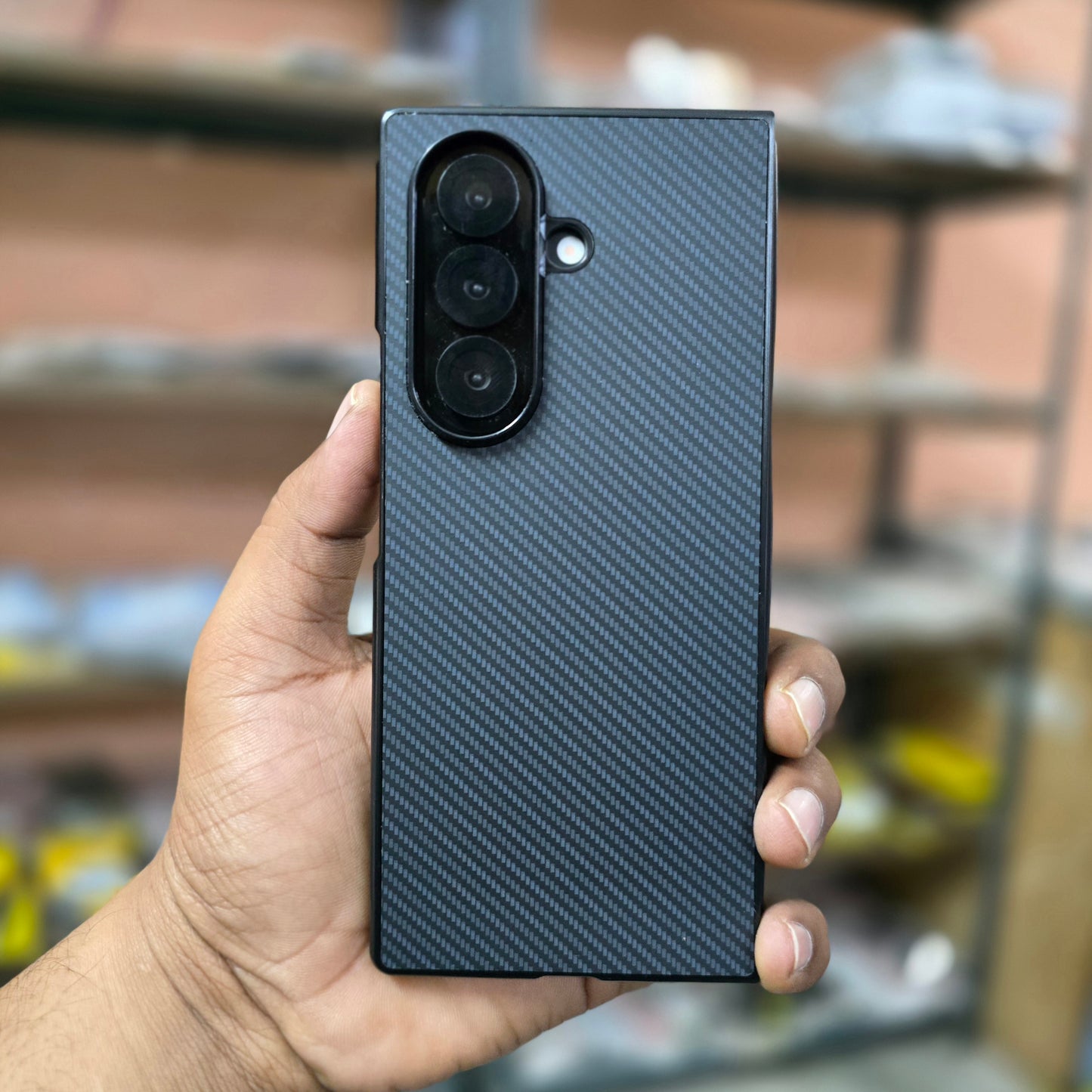Samsung Galaxy Z Fold7 Carbon Texture Hard Back Cover - Black