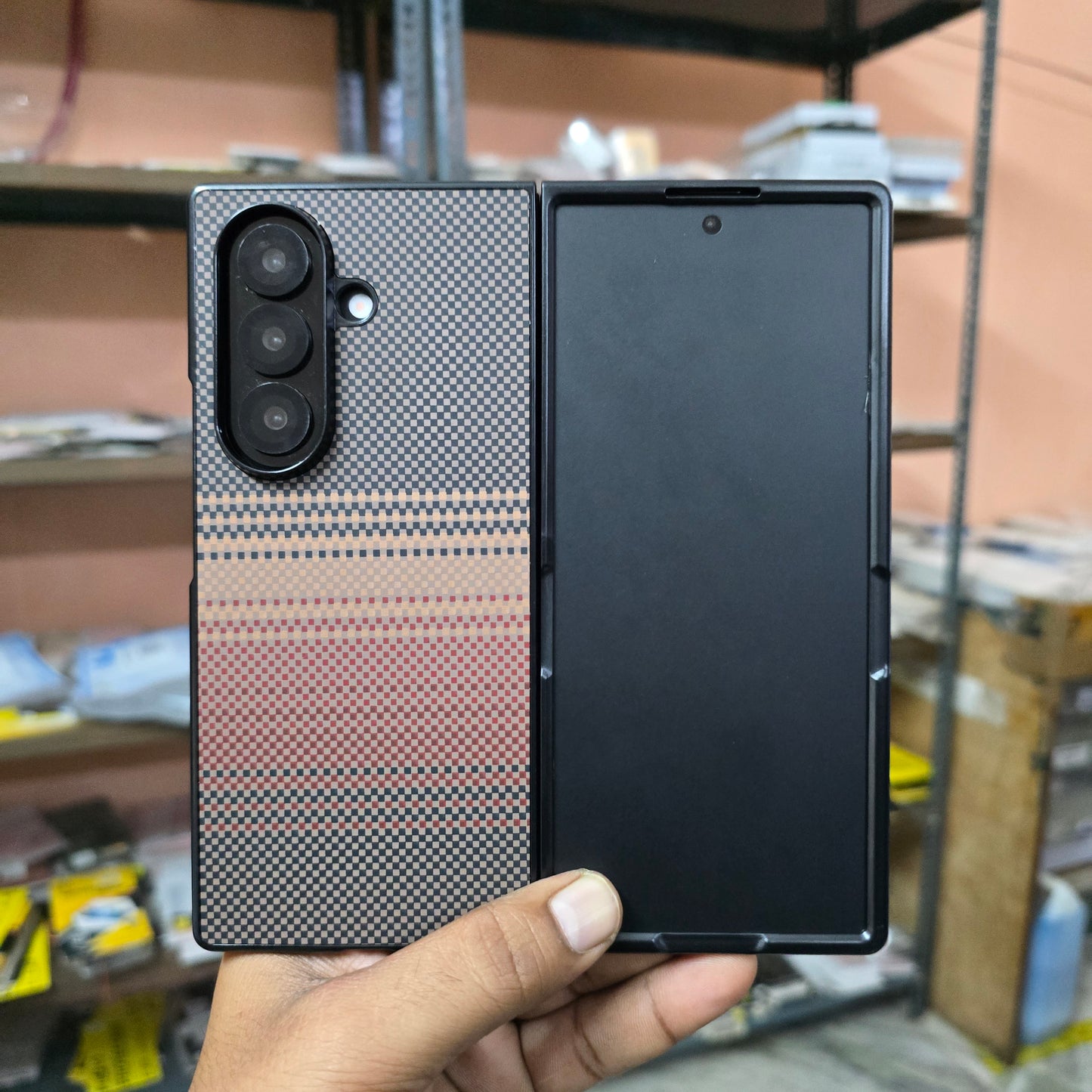 Samsung Galaxy Z Fold7 Carbon Texture Sunset Hard Back Cover