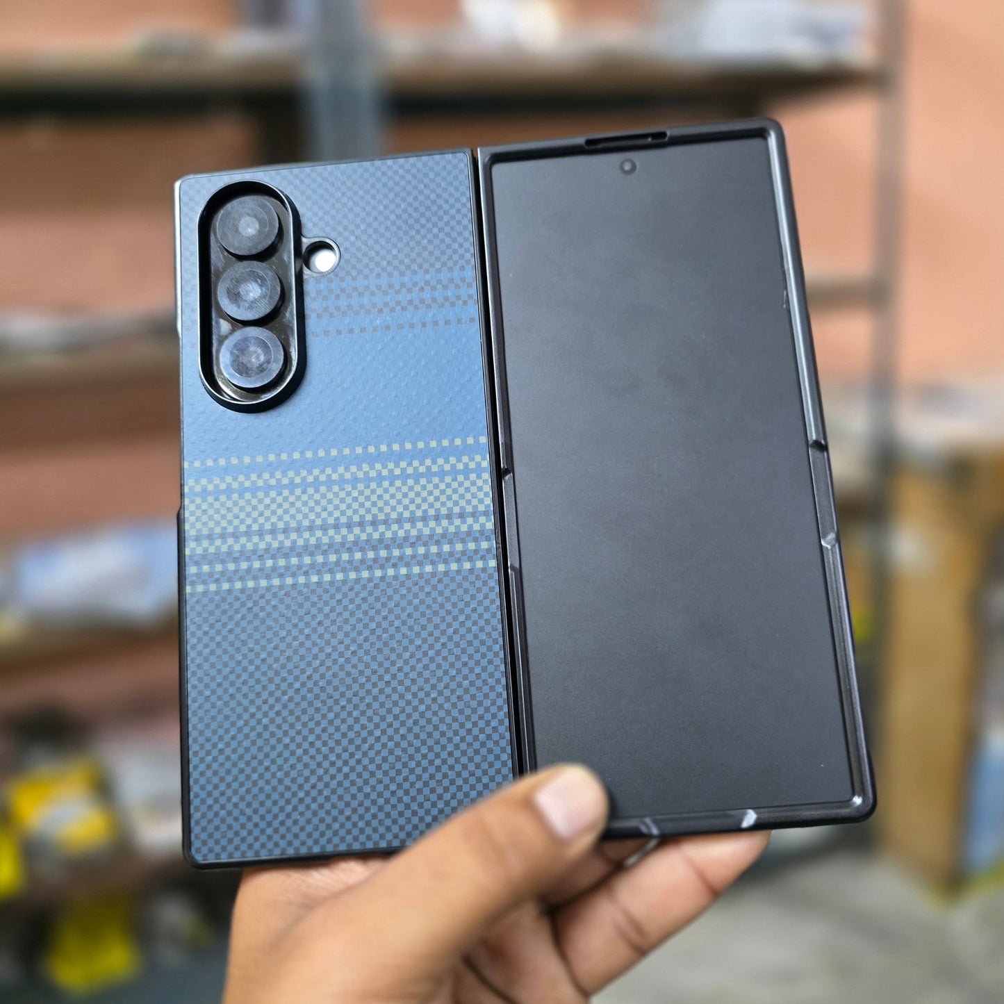 Samsung Galaxy Z Fold7 Carbon Texture Sunset Hard Back Cover