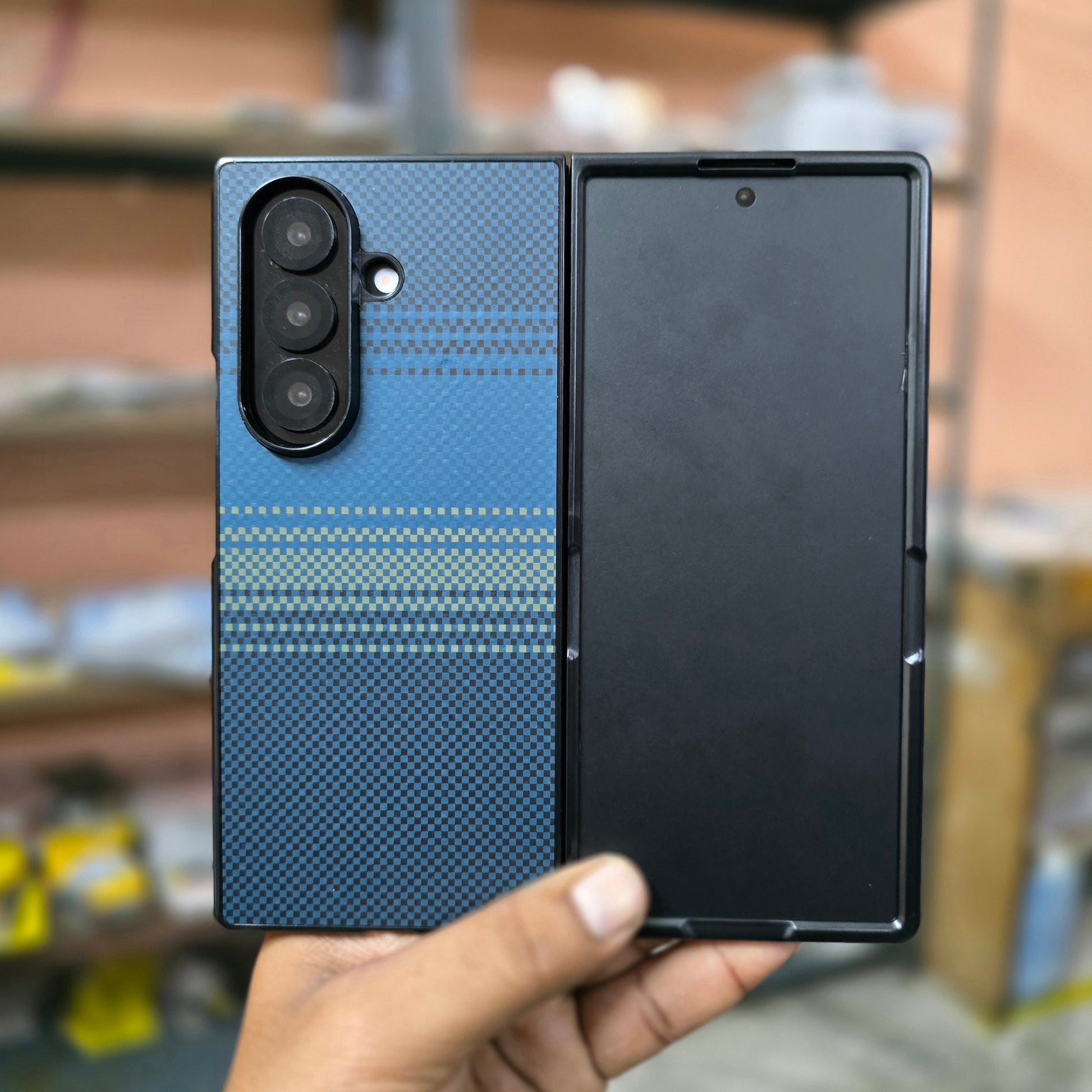 Samsung Galaxy Z Fold7 Carbon Texture Sunset Hard Back Cover