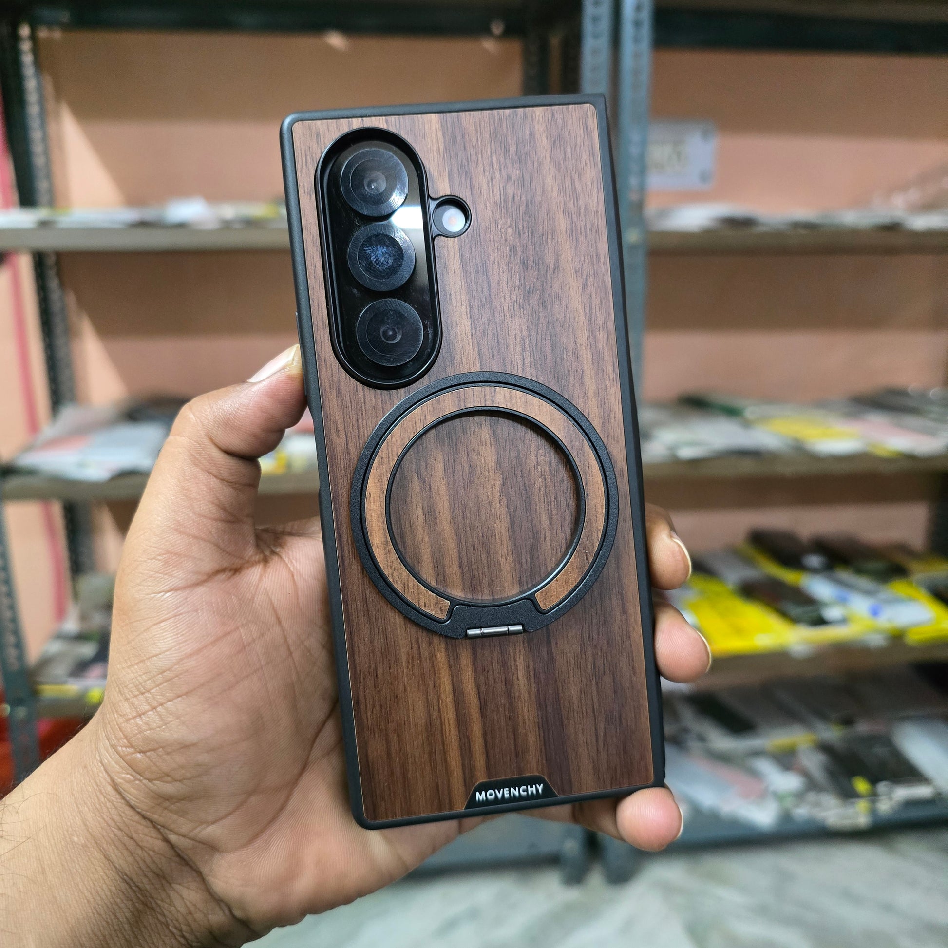 Samsung Galaxy Z Fold7 Wooden Case with Magsafe and Detachable Magnetic Kickstand