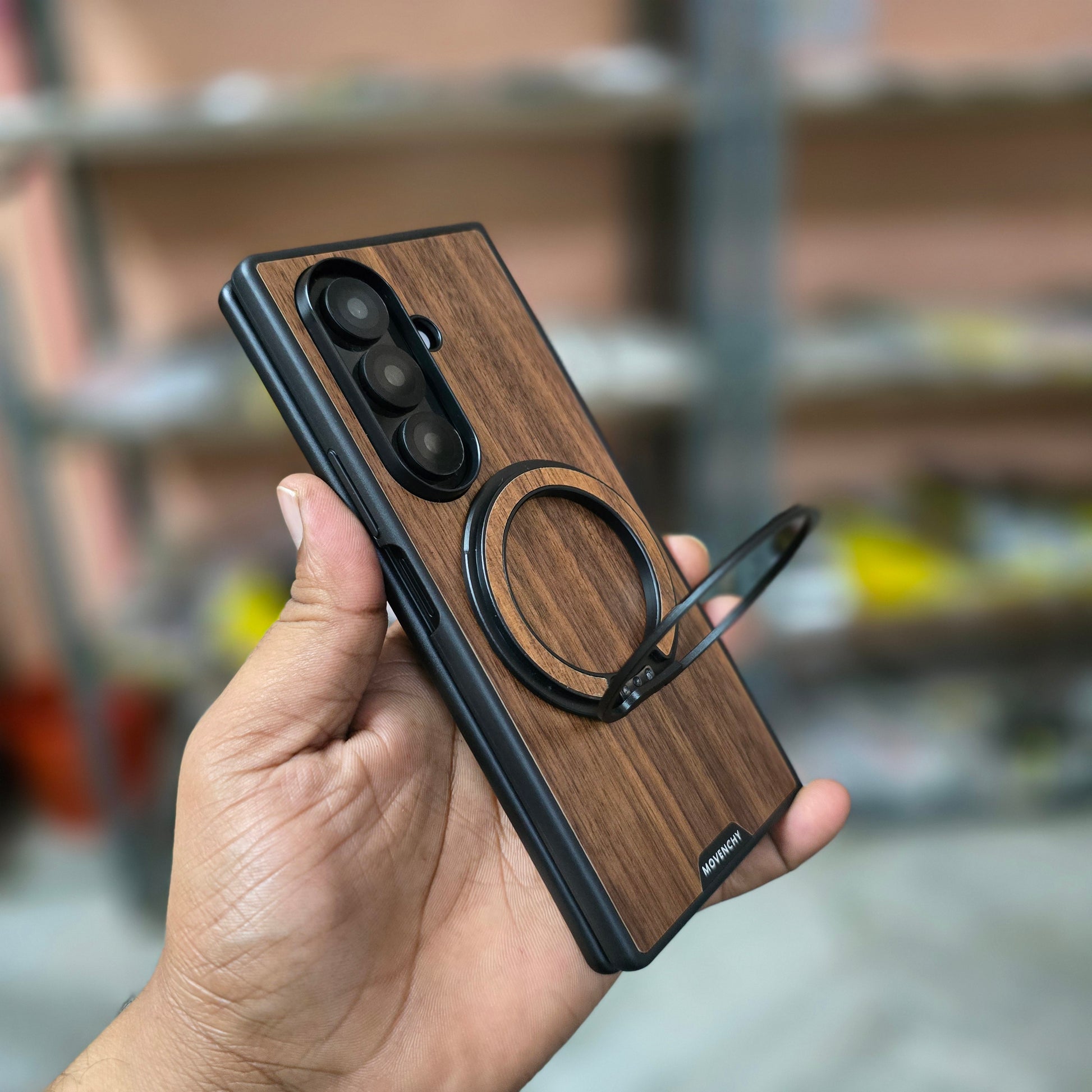 Samsung Galaxy Z Fold7 Wooden Case with Magsafe and Detachable Magnetic Kickstand