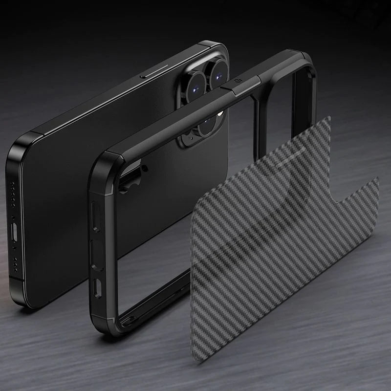 iPhone 14 Pro Max Carbonfiber Transparent Hybrid Shockproof Case
