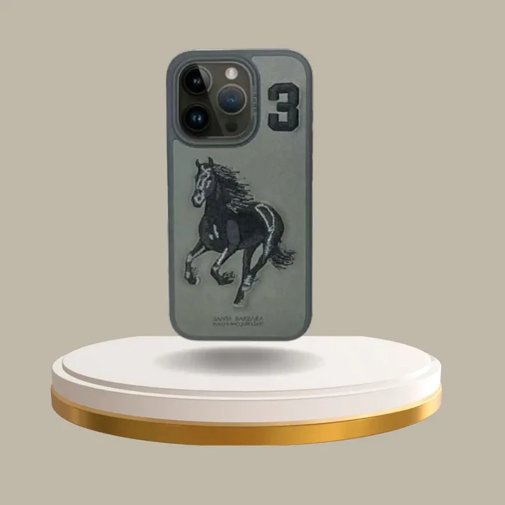 iPhone 15 Boris Series Santa Barbara Polo Racquet Club leather Case- Grey