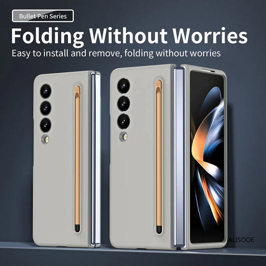Samsung Galaxy Z Fold 4 Slim S-Pen Case With Front Glass- Light Grey