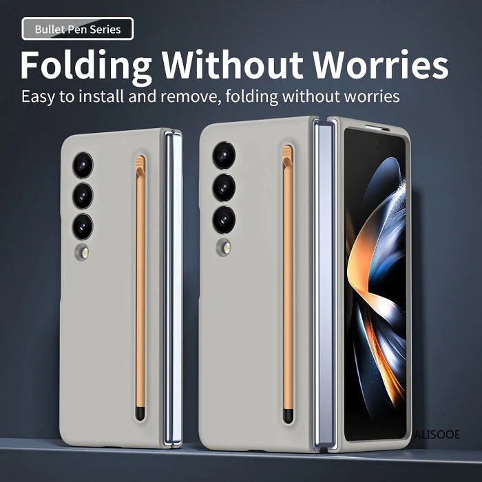 Samsung Galaxy Z Fold 5 Slim S-Pen Case With Front Glass- Light Grey