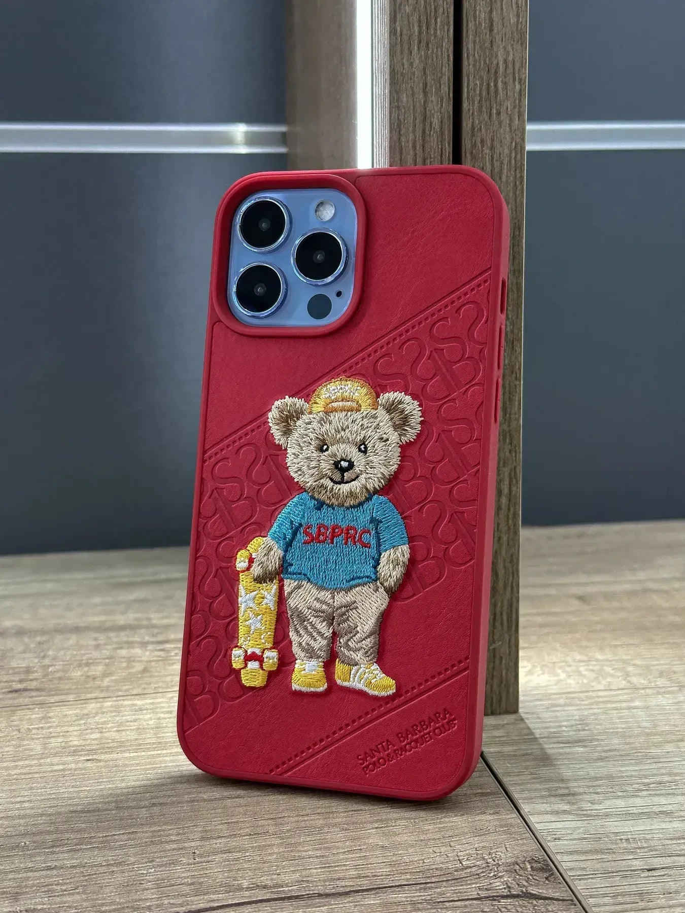 iPhone 13 Pro Max Santa Barbara Polo Club Crete Series Genuine Leather Case - Red