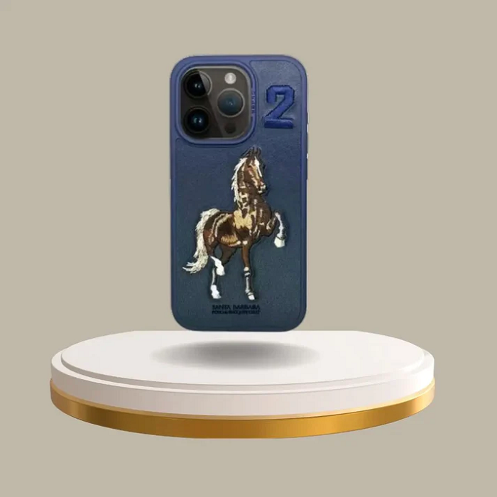 iPhone 15 Boris Series Santa Barbara Polo Racquet Club leather Case- Blue