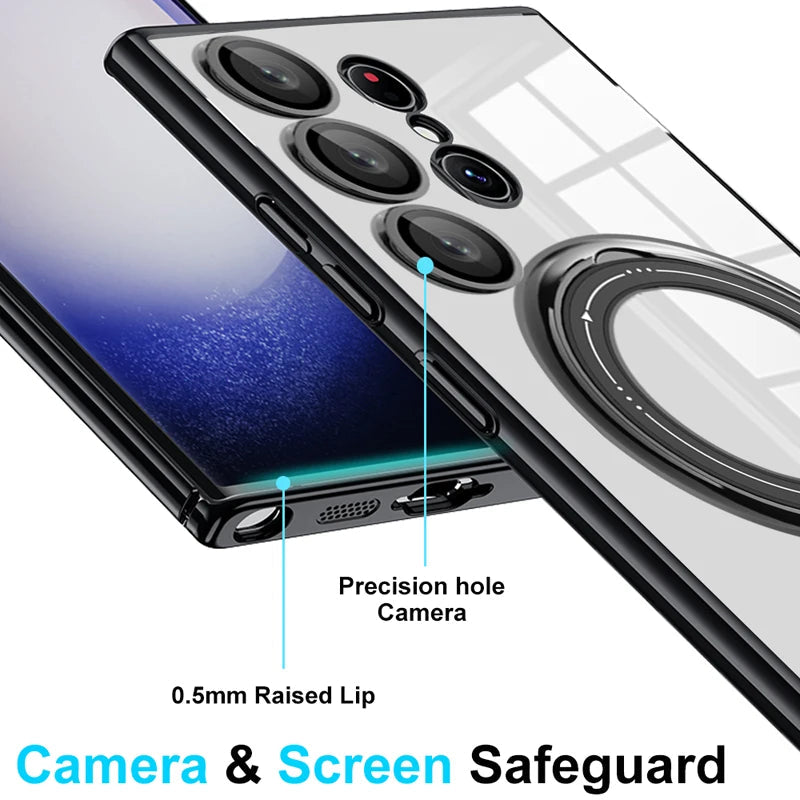 Samsung Galaxy S24 Ultra Electroplating Camera Protection Case With Kickstand - Black