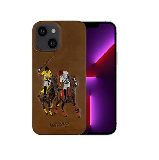 iPhone 13 Luxury 3D Embroided Polo Jockey Series Woven Leather Case