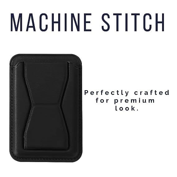 iPhone 15 Faux Leather Wallet Magsafe With Stand - Black