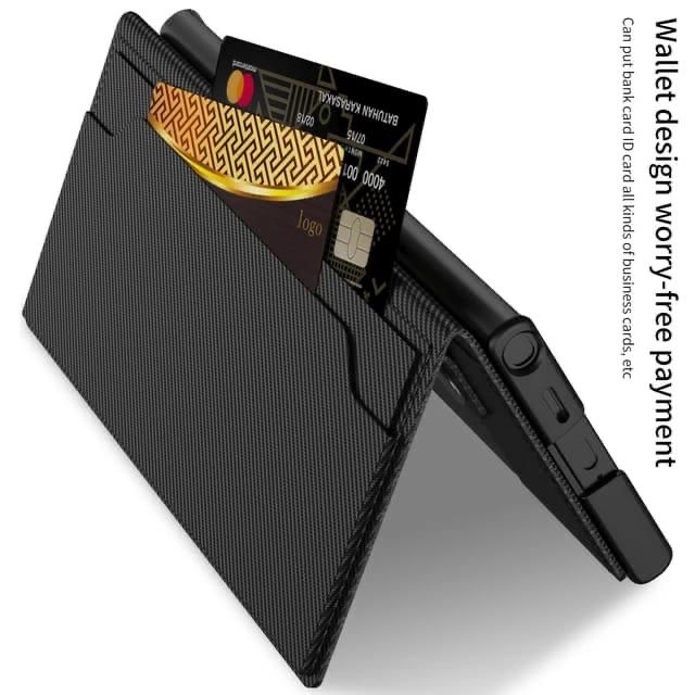 Samsung Galaxy S24 Plus Leather Wallet Flip Cover With Kickstand Hard PC - Black