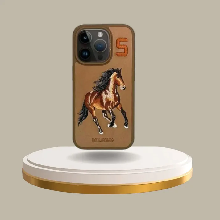 iPhone 15 Boris Series Santa Barbara Polo Racquet Club leather Case- Brown