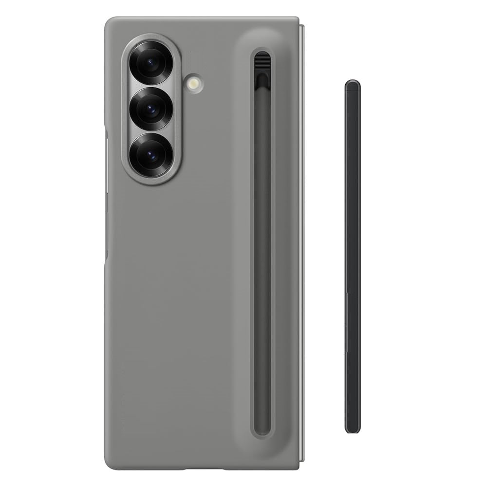 Samsung Galaxy Z Fold7 S-Pen Case, Skin Feel Cover wtih Stylus - Grey