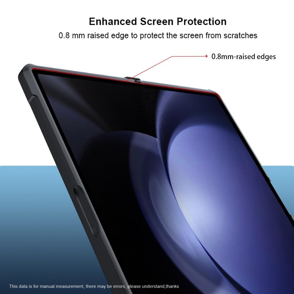 Samsung Galaxy Z Fold 6 Anti Yellowing Airbag Bumper Transparent Shockproof Case with Hinge Protection - Black