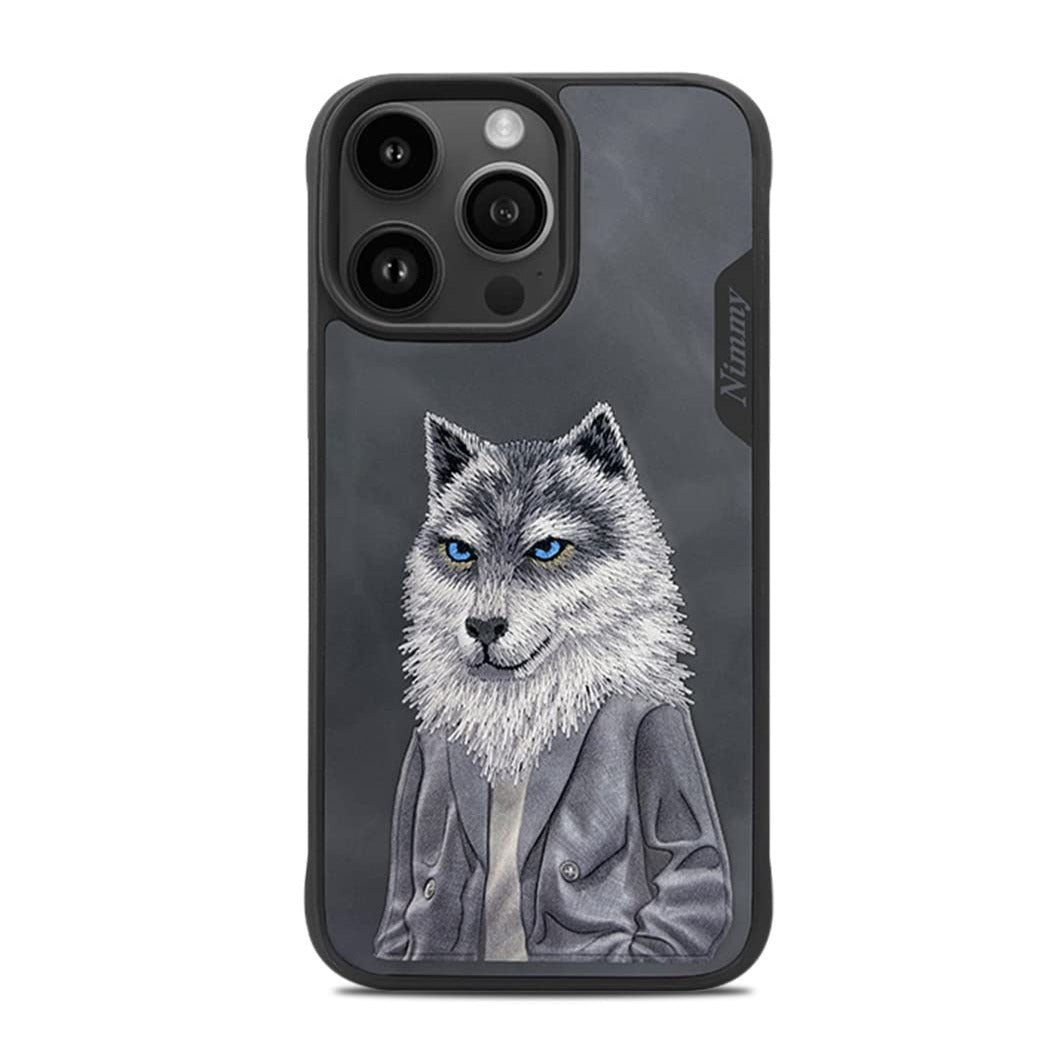iPhone 15 Pro Max Nimmy Cute Wolf Pet Series Leather Case