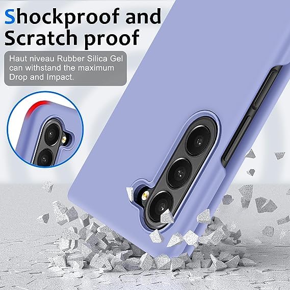 Samsung Galaxy Z Fold 5 Silicon Case Liquid Silicon Inner Fabric with Logo-Light Purple