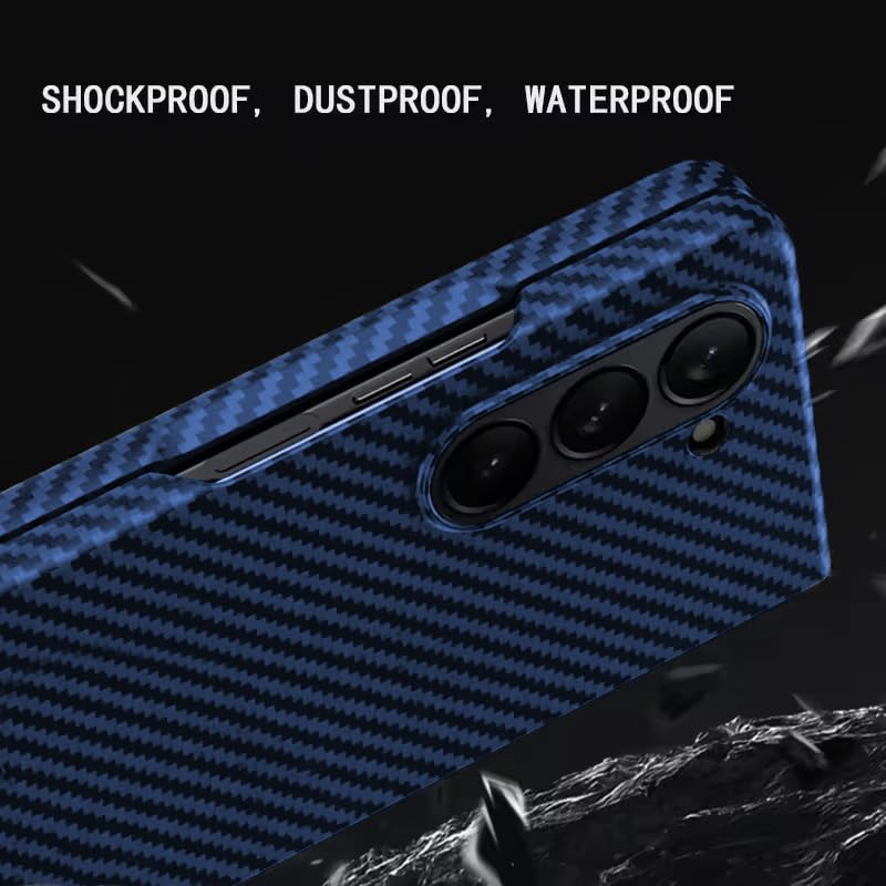 Samsung Galaxy Z Fold 6 0.6mm Super Slim Carbon Texture Aramid Fiber Case - Blue