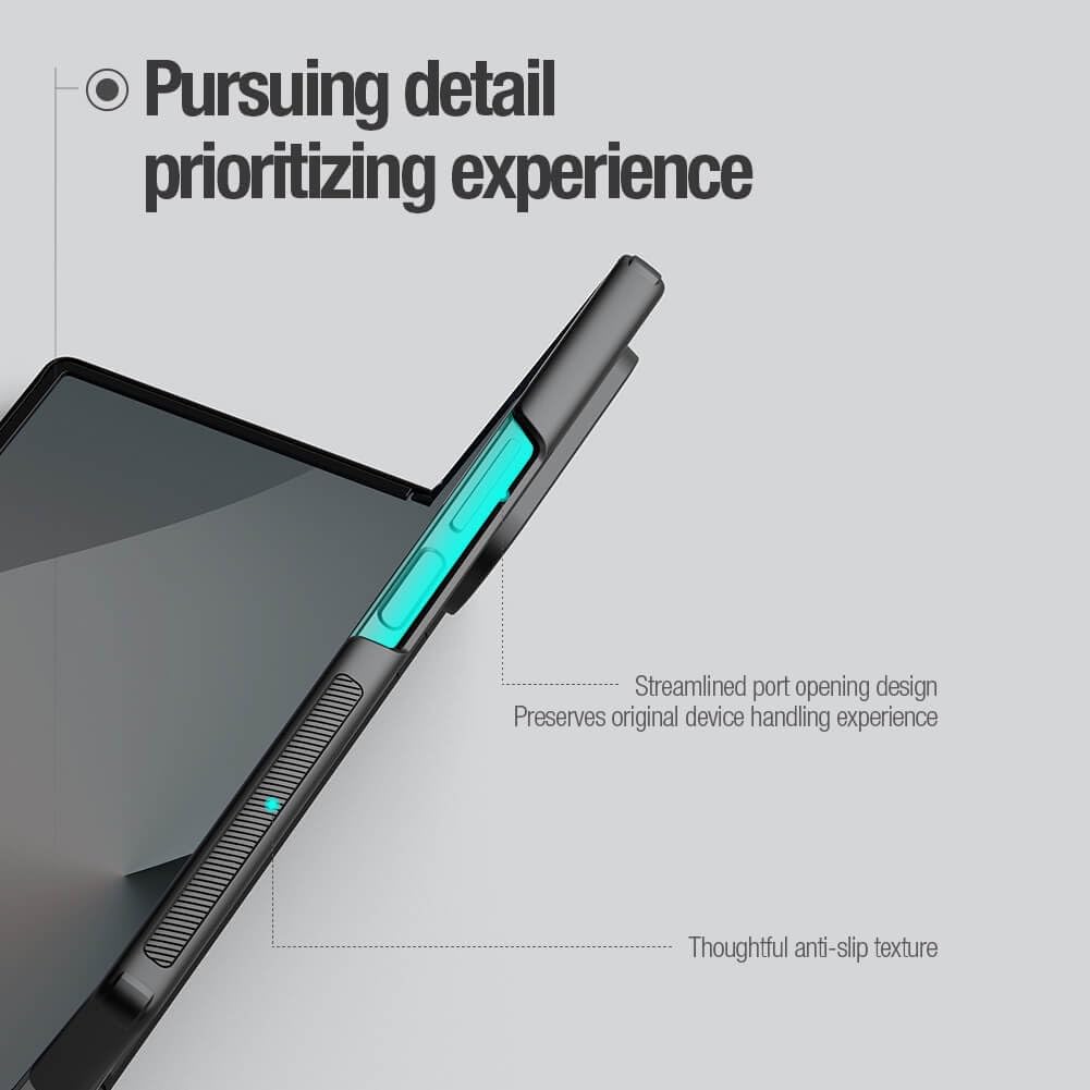 Samsung Galaxy Z Fold6 Nillkin Case, Super Frosted Matte PC Cover with Hinge Protection and S-Pen Slot - Black