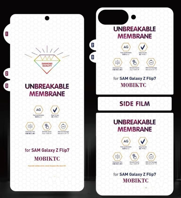 Samsung Galaxy Z Flip7 (3 Pcs Set) Protection Membrane Screen Guard