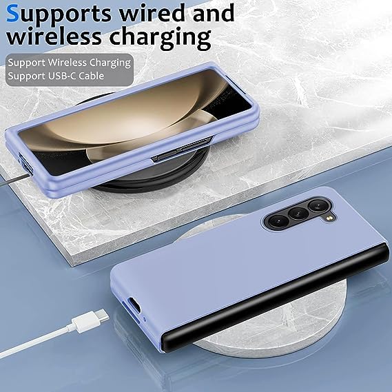 Samsung Galaxy Z Fold 5 Silicon Case Liquid Silicon Inner Fabric with Logo-Light Purple