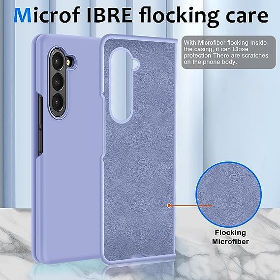 Samsung Galaxy Z Fold 5 Silicon Case Liquid Silicon Inner Fabric with Logo-Light Purple