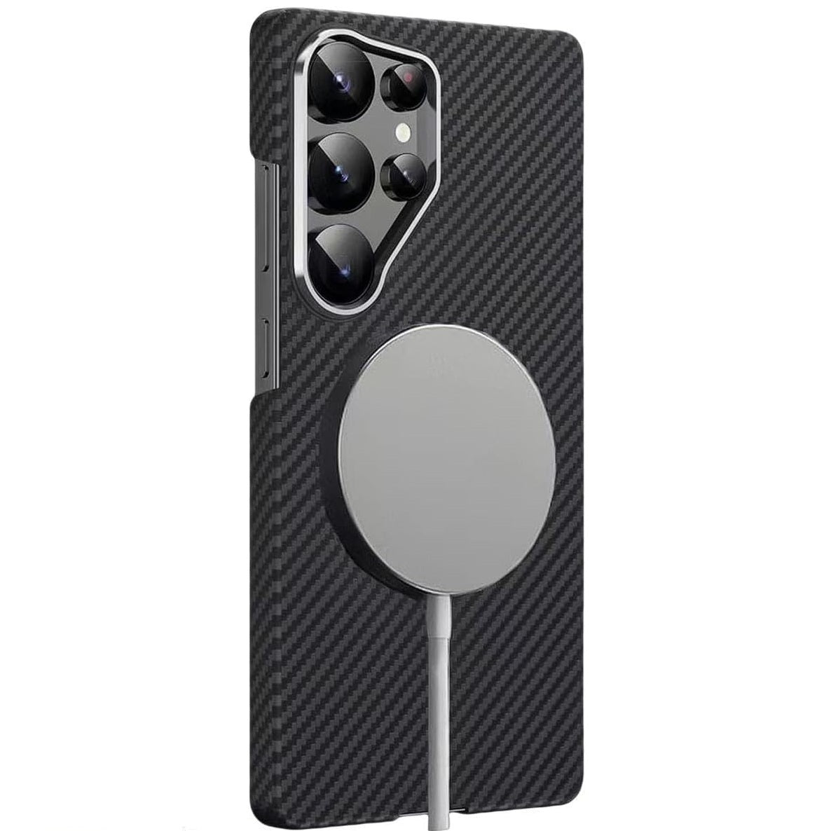 Samsung Galaxy S25 Ultra Carbon Case, Slim Thin Lightweight Minimalist Style with Carbon Fiber Textures with Magsafe - Black