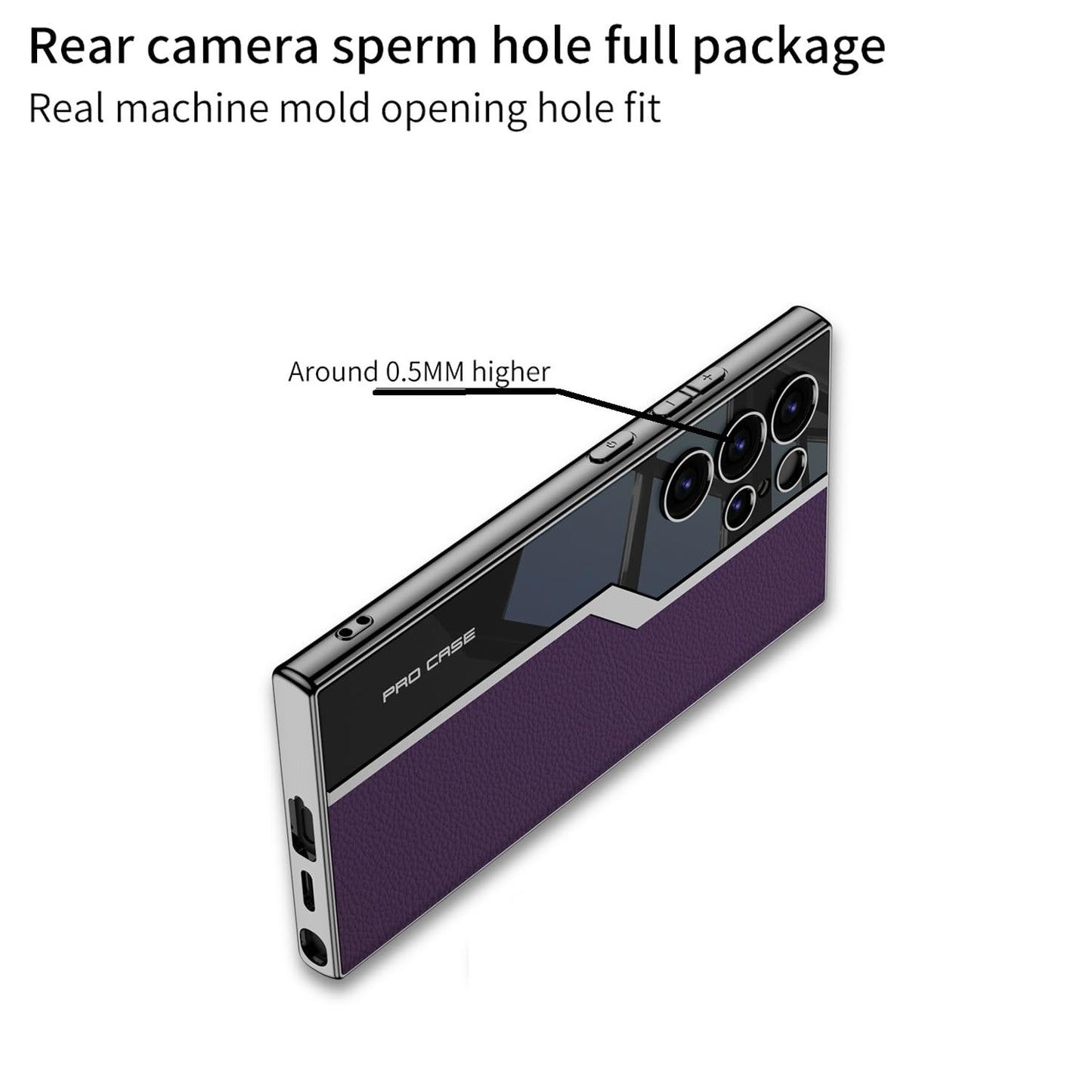 Samsung Galaxy S24 Ultra GKK Electroplated Lens Pro Case Half Leather Half Glass with Camera Protection - Purple