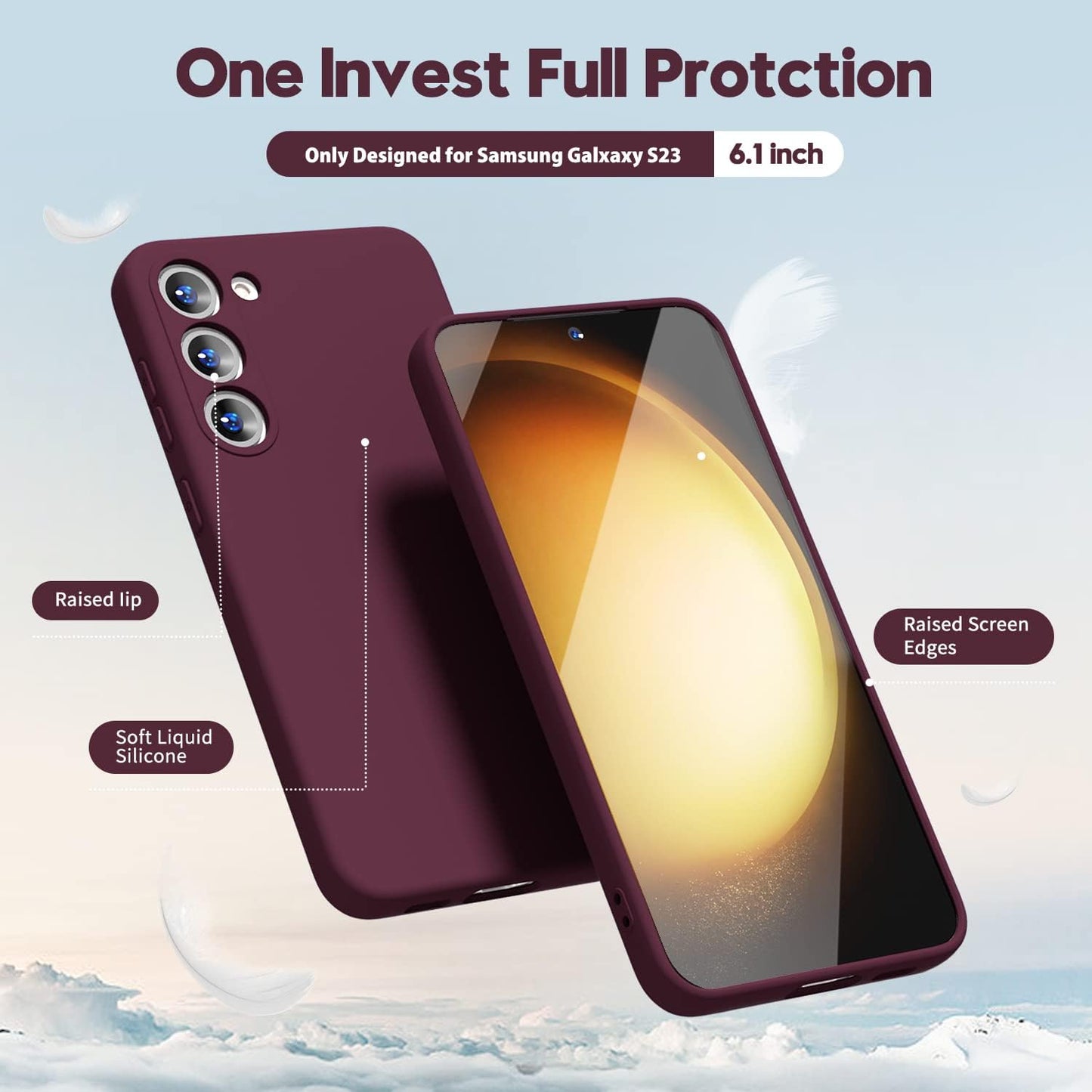 Samsung Galaxy S23 Liquid Silicon Case With Logo- Maroon